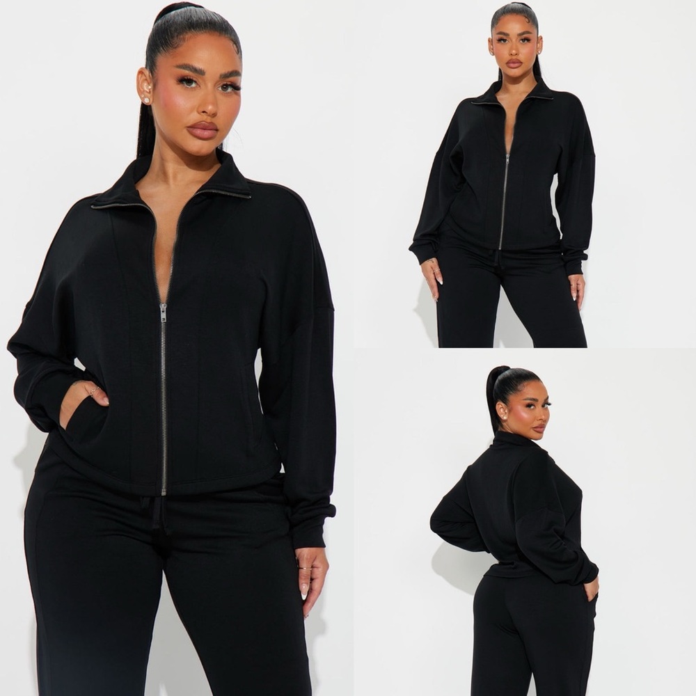 Fashion Nova Women's Tia Super Soft Pant Sweatpants Jacket Set Size Large Black